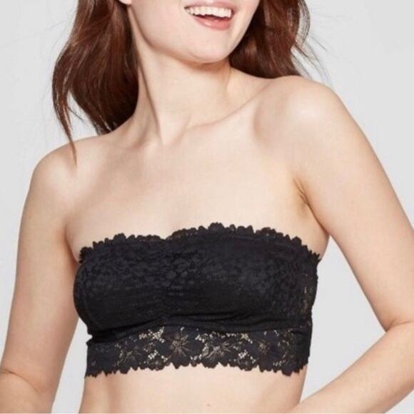 Auden Bandeau Lace Underwire Strapless Bralette Black Size XS - Picture 1 of 7